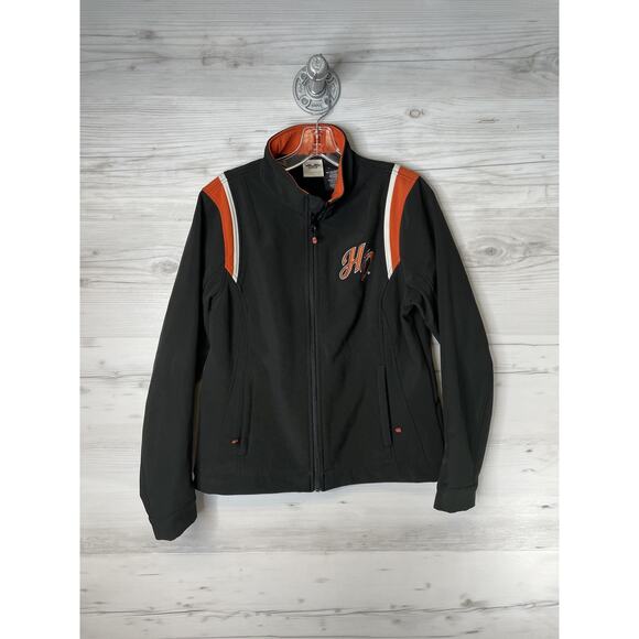 Harley-Davidson Jackets & Blazers - Harley-Davidson Softshell Jacket Womens Large Black Zip Embroidered Motorcycle‎